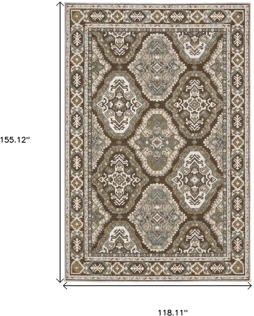 Ivory And Blue Medallion Area Rug Photo 3