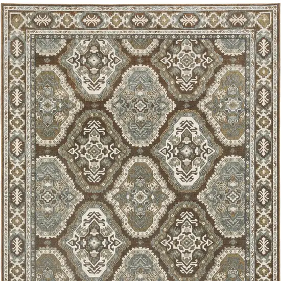 Ivory And Blue Medallion Area Rug Photo 5