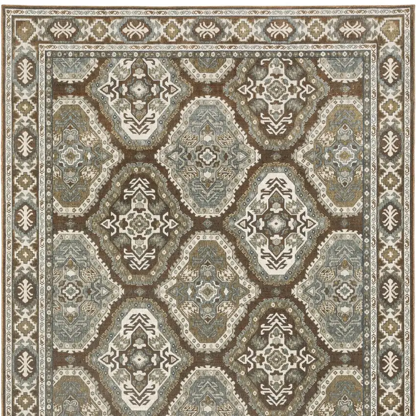 Ivory And Blue Medallion Area Rug Photo 5