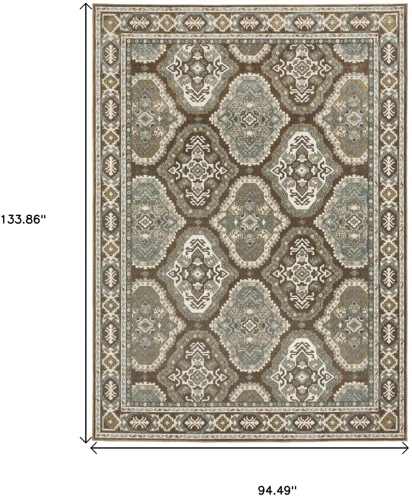 Ivory And Blue Medallion Area Rug Photo 3