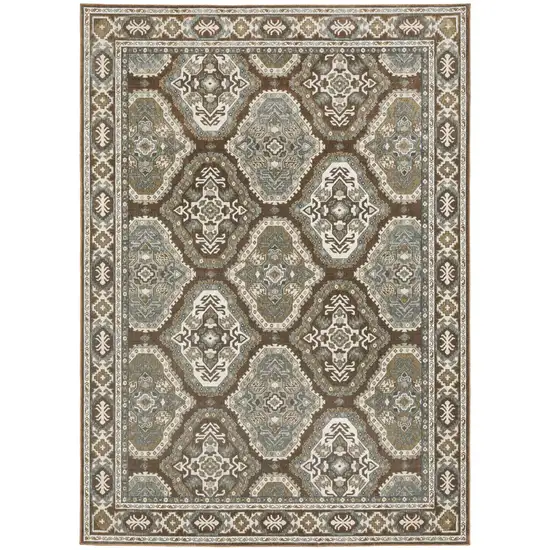 Ivory And Blue Medallion Area Rug Photo 2