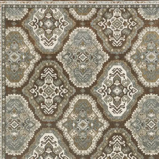 Ivory And Blue Medallion Area Rug Photo 9