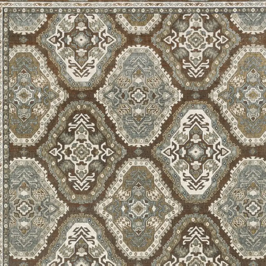 Ivory And Blue Medallion Area Rug Photo 9