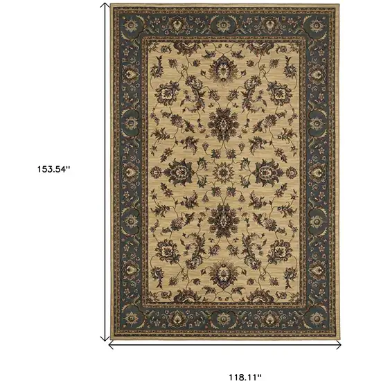 Ivory And Blue Oriental Area Rug Photo 5