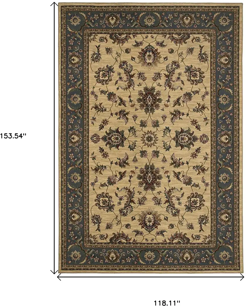 Ivory And Blue Oriental Area Rug Photo 5
