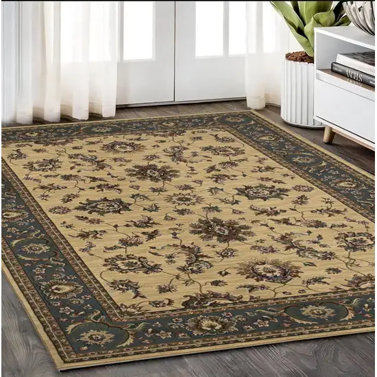 Ivory And Blue Oriental Area Rug Photo 1