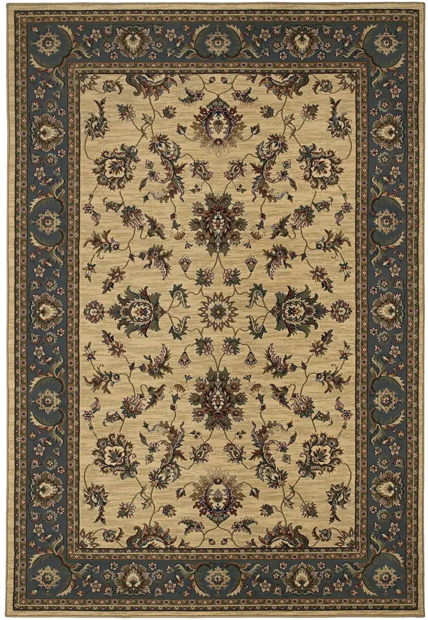 Ivory And Blue Oriental Area Rug Photo 4