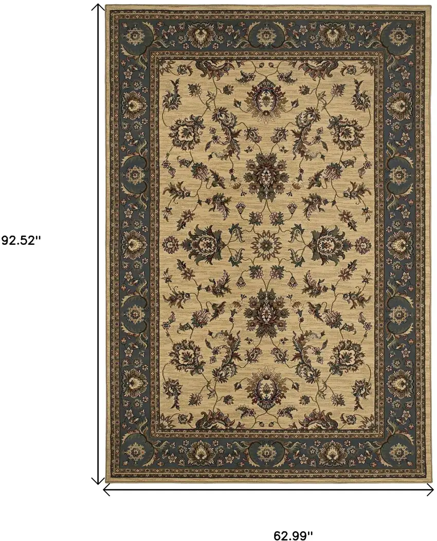 Ivory And Blue Oriental Area Rug Photo 5