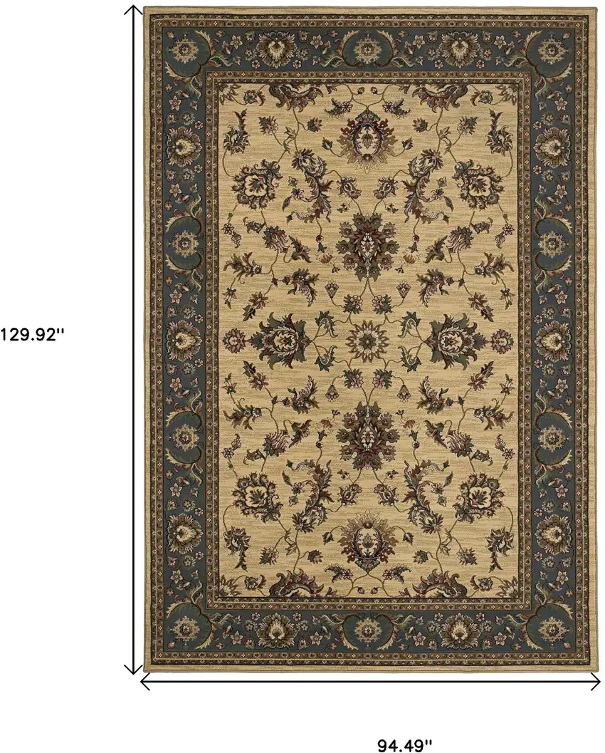 Ivory And Blue Oriental Area Rug Photo 5