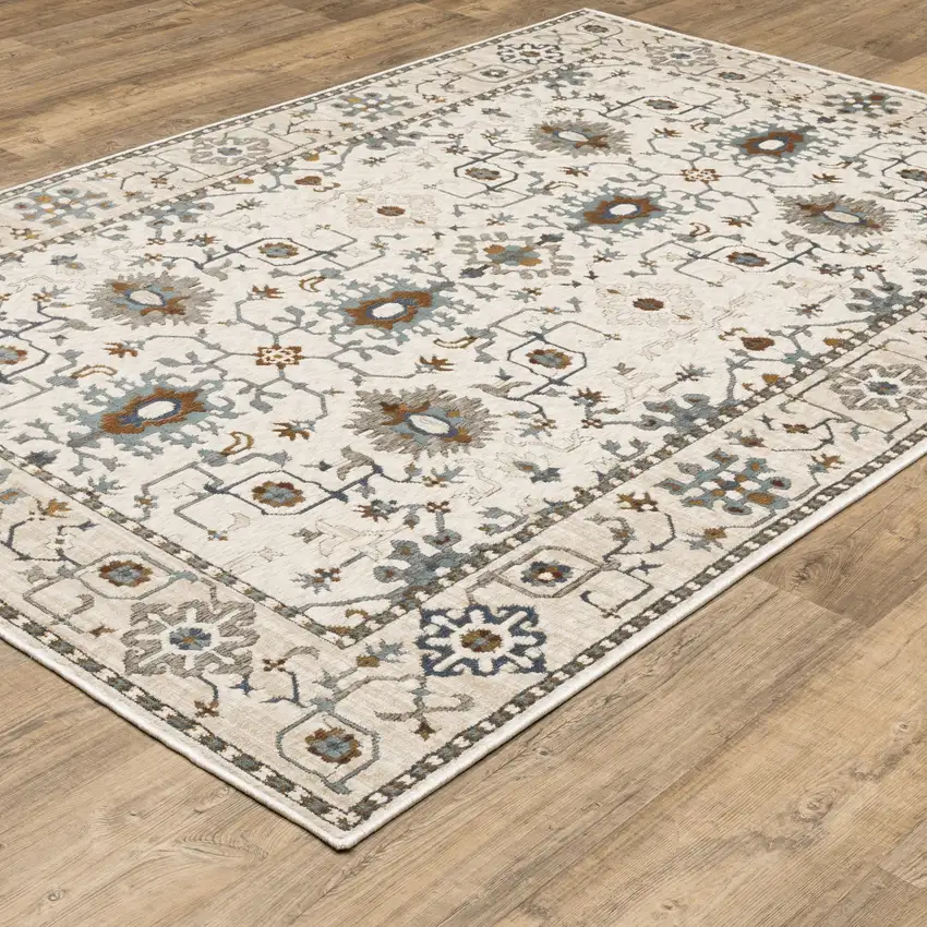 Ivory And Blue Oriental Area Rug Photo 4