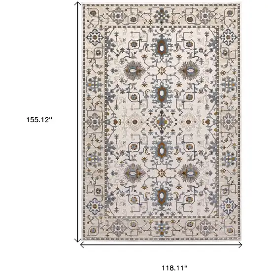 Ivory And Blue Oriental Area Rug Photo 3