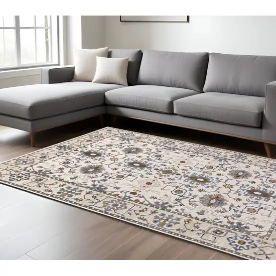 Ivory And Blue Oriental Area Rug Photo 1