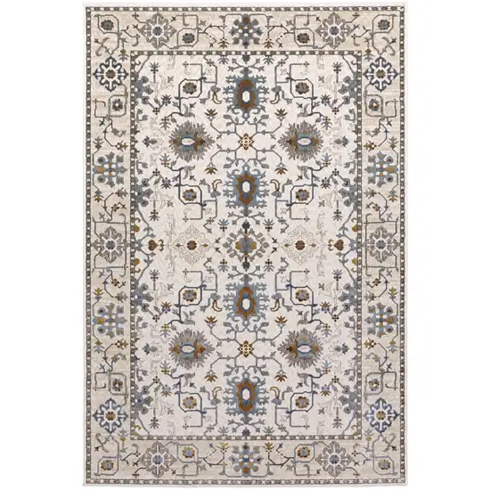 Ivory And Blue Oriental Area Rug Photo 2
