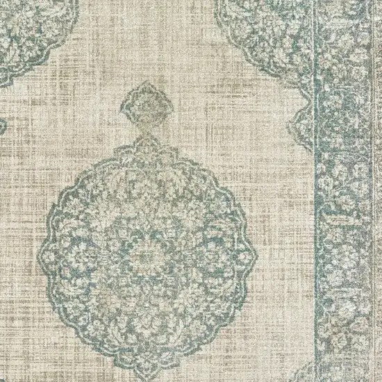 Ivory And Blue Oriental Area Rug Photo 6