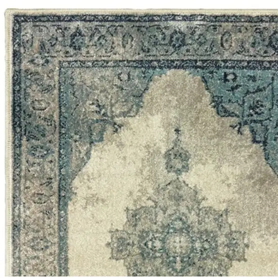 Ivory And Blue Oriental Area Rug Photo 5