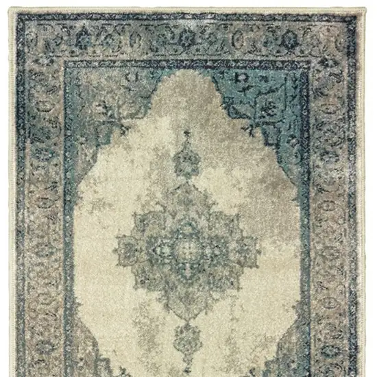 Ivory And Blue Oriental Area Rug Photo 1
