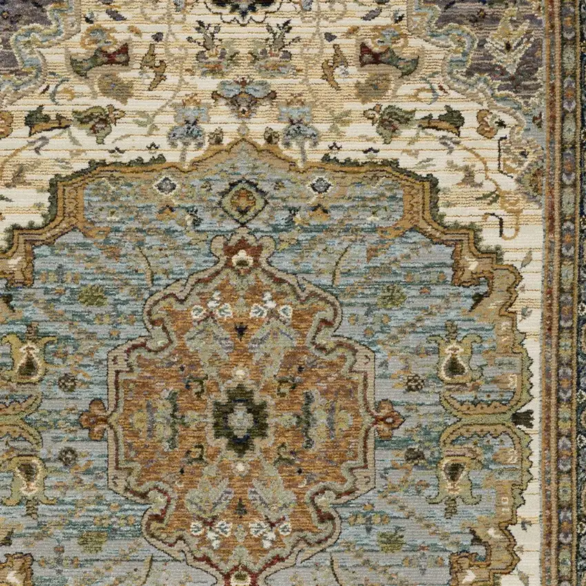 Ivory And Blue Oriental Area Rug Photo 5