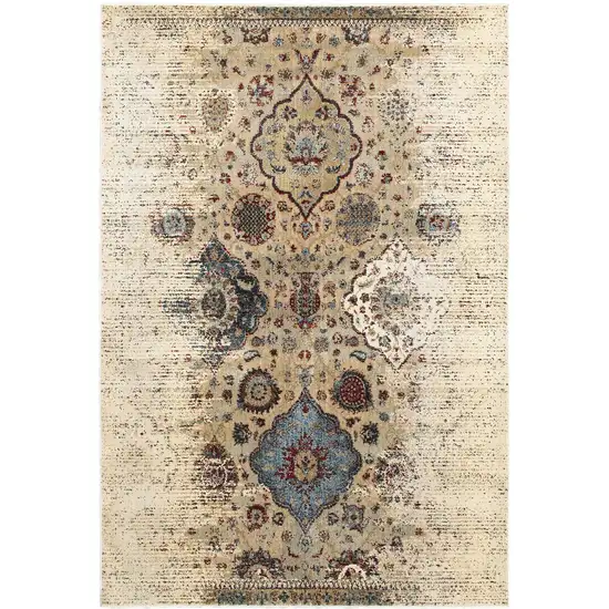 Ivory And Blue Oriental Area Rug Photo 2