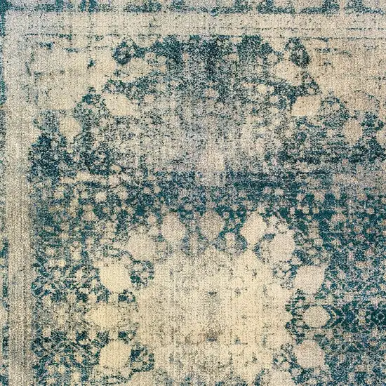 Ivory And Blue Oriental Area Rug Photo 4