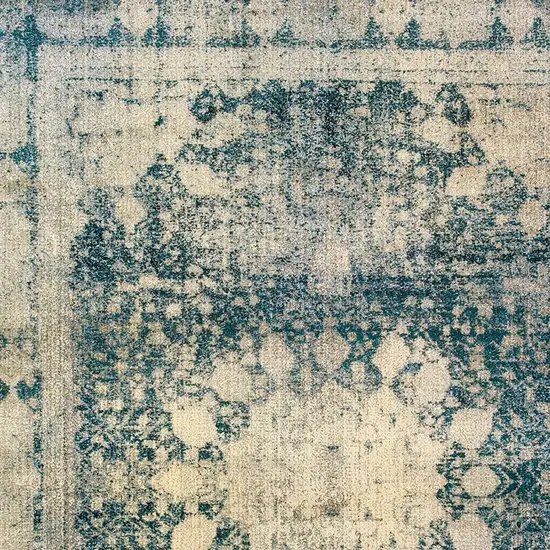 Ivory And Blue Oriental Area Rug Photo 4