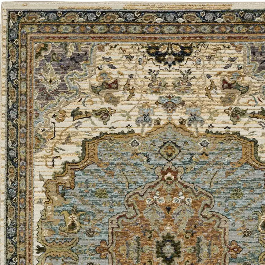 Ivory And Blue Oriental Area Rug Photo 9