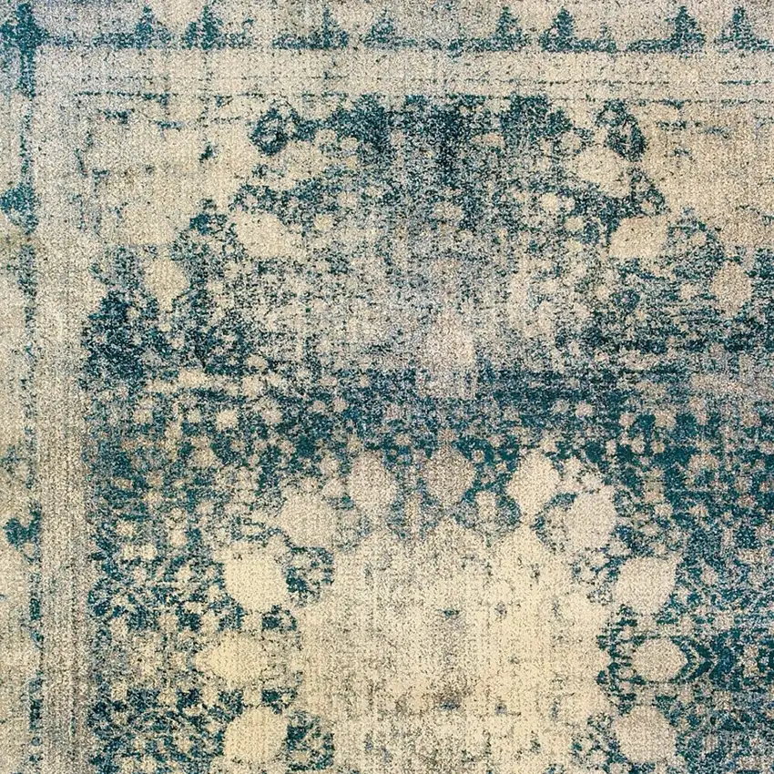 Ivory And Blue Oriental Area Rug Photo 4