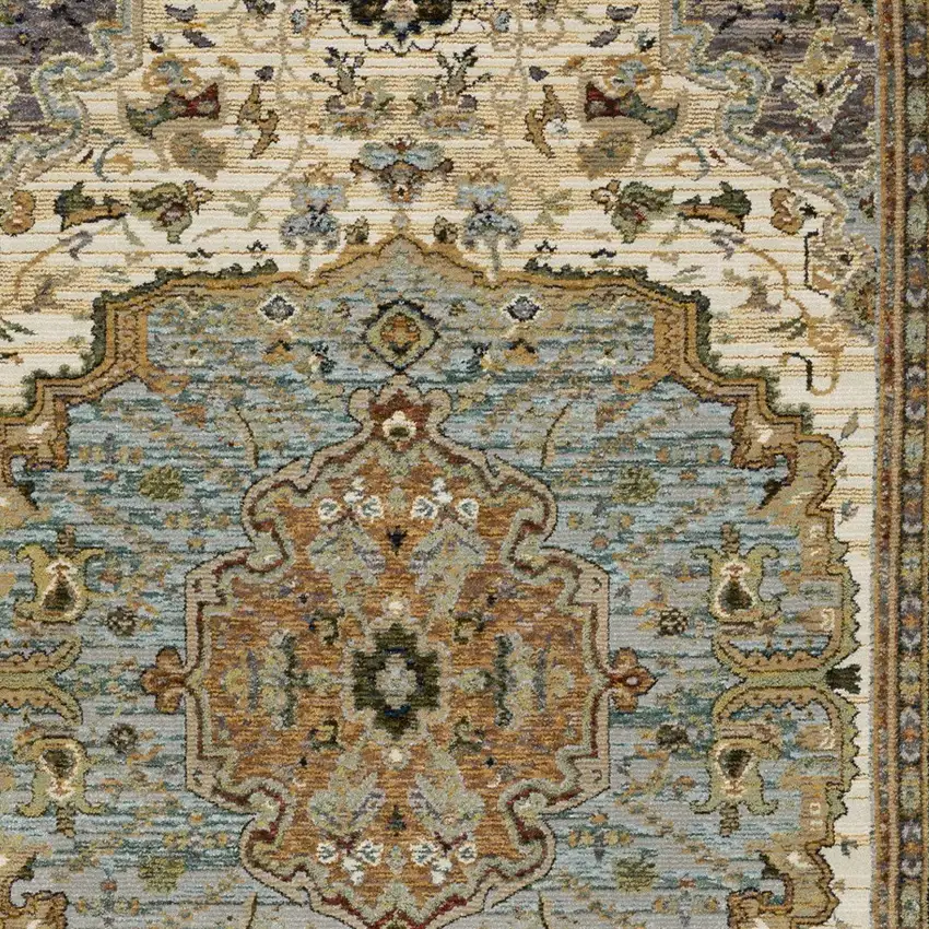 Ivory And Blue Oriental Area Rug Photo 5