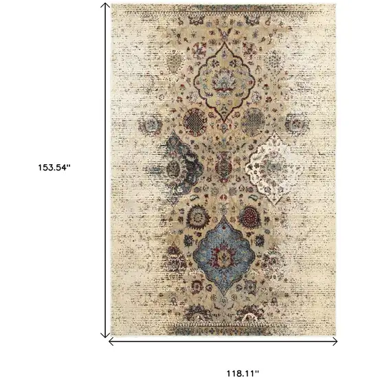 Ivory And Blue Oriental Area Rug Photo 3