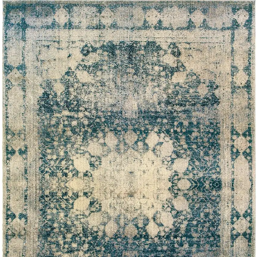Ivory And Blue Oriental Area Rug Photo 5