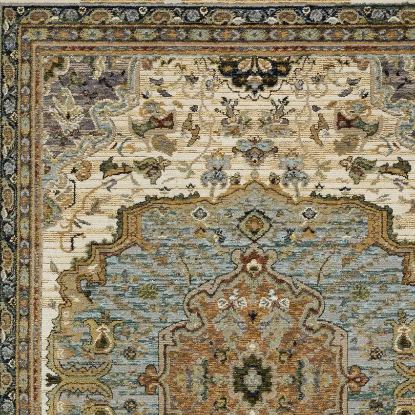 Ivory And Blue Oriental Area Rug Photo 5