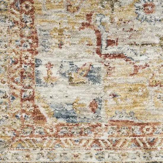 Ivory And Blue Oriental Distressed Area Rug Photo 2