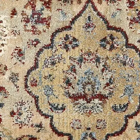 Ivory And Blue Oriental Distressed Area Rug Photo 4