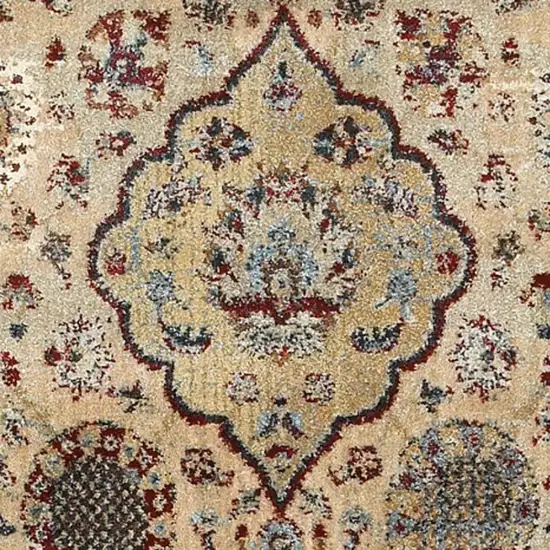 Ivory And Blue Oriental Distressed Area Rug Photo 5