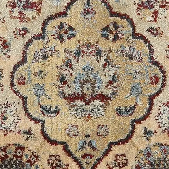 Ivory And Blue Oriental Distressed Area Rug Photo 7