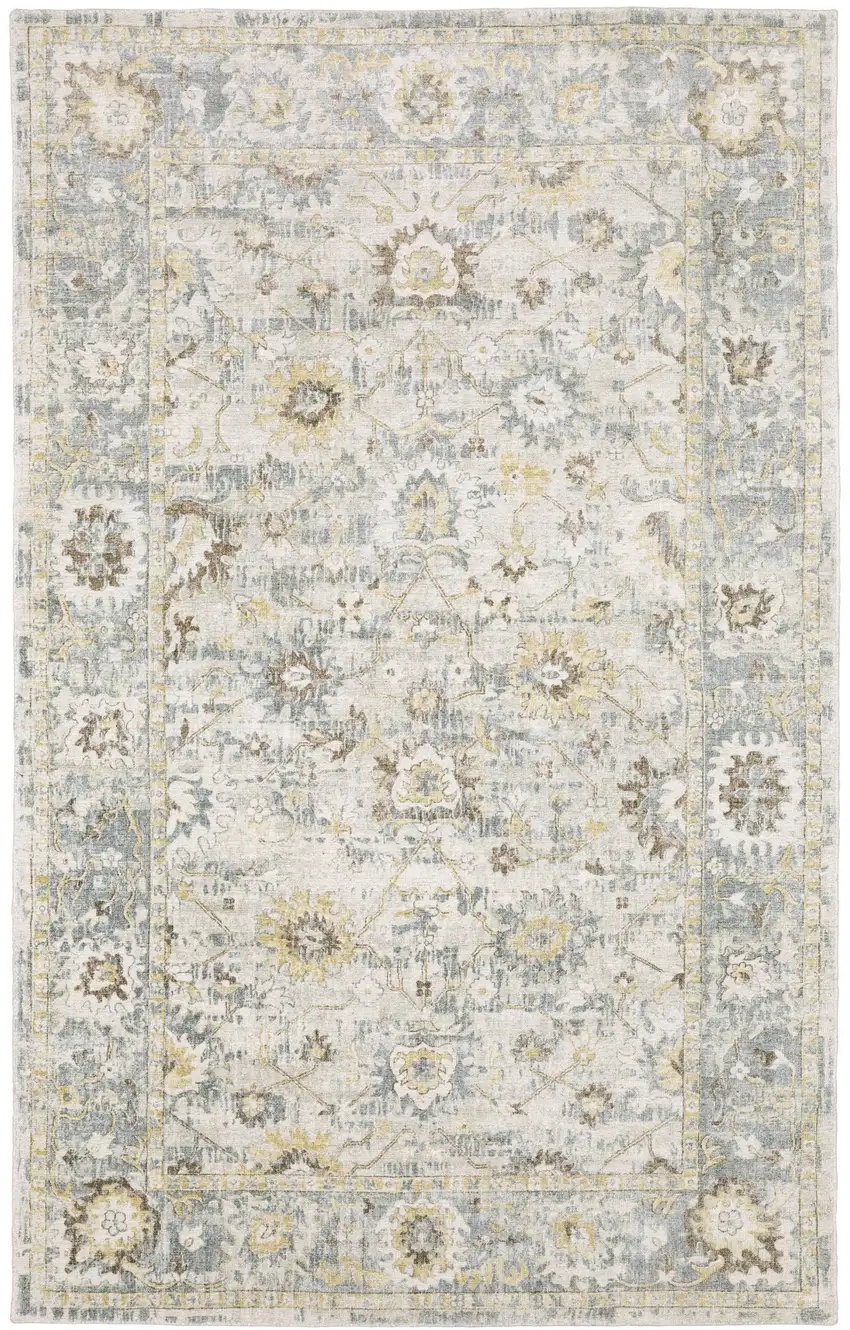 Ivory And Blue Oriental Hand Tufted Area Rug Photo 6