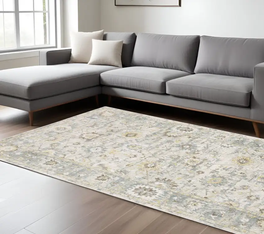 Ivory And Blue Oriental Hand Tufted Area Rug Photo 1
