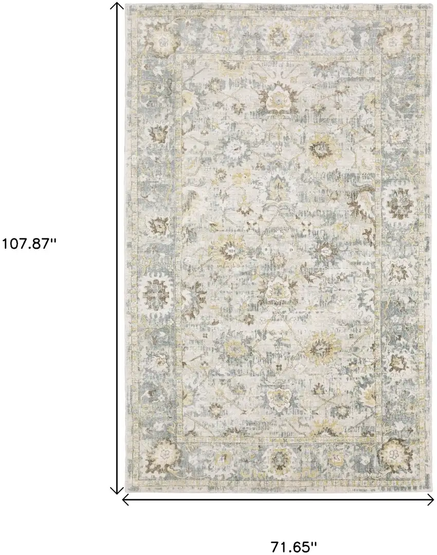 Ivory And Blue Oriental Hand Tufted Area Rug Photo 3
