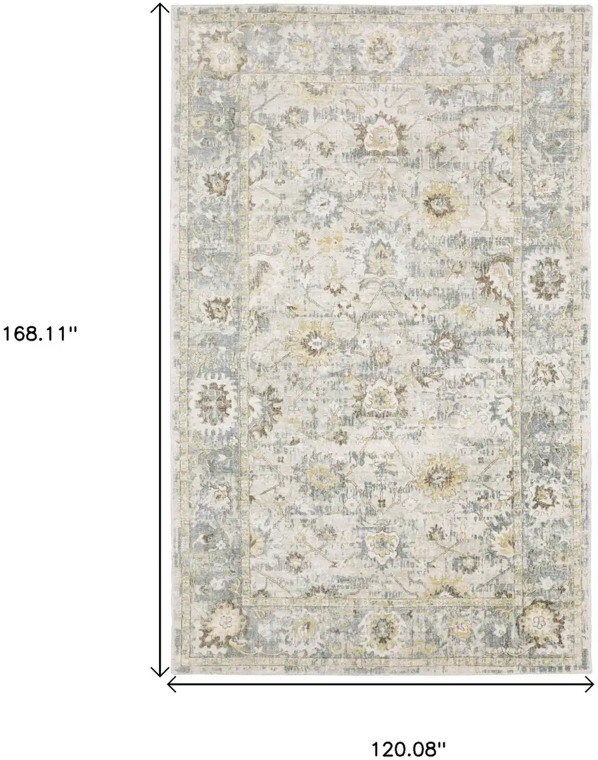 Ivory And Blue Oriental Hand Tufted Area Rug Photo 3