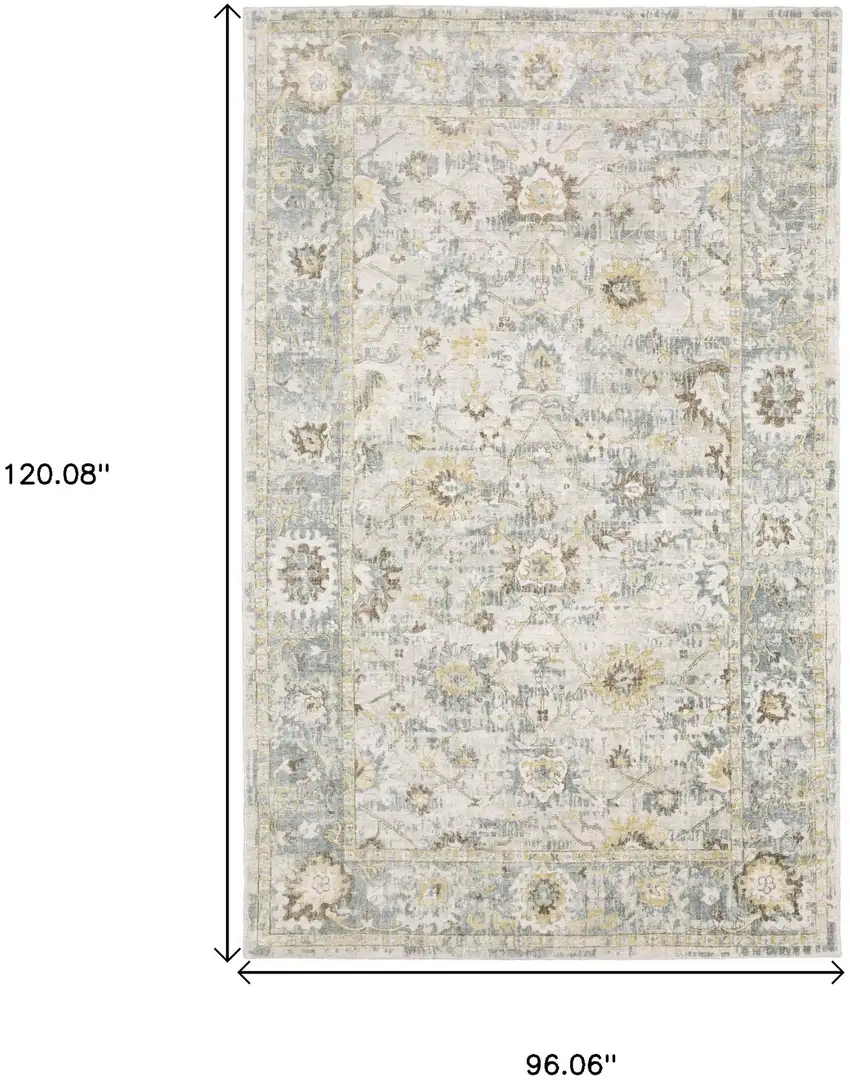 Ivory And Blue Oriental Hand Tufted Area Rug Photo 3