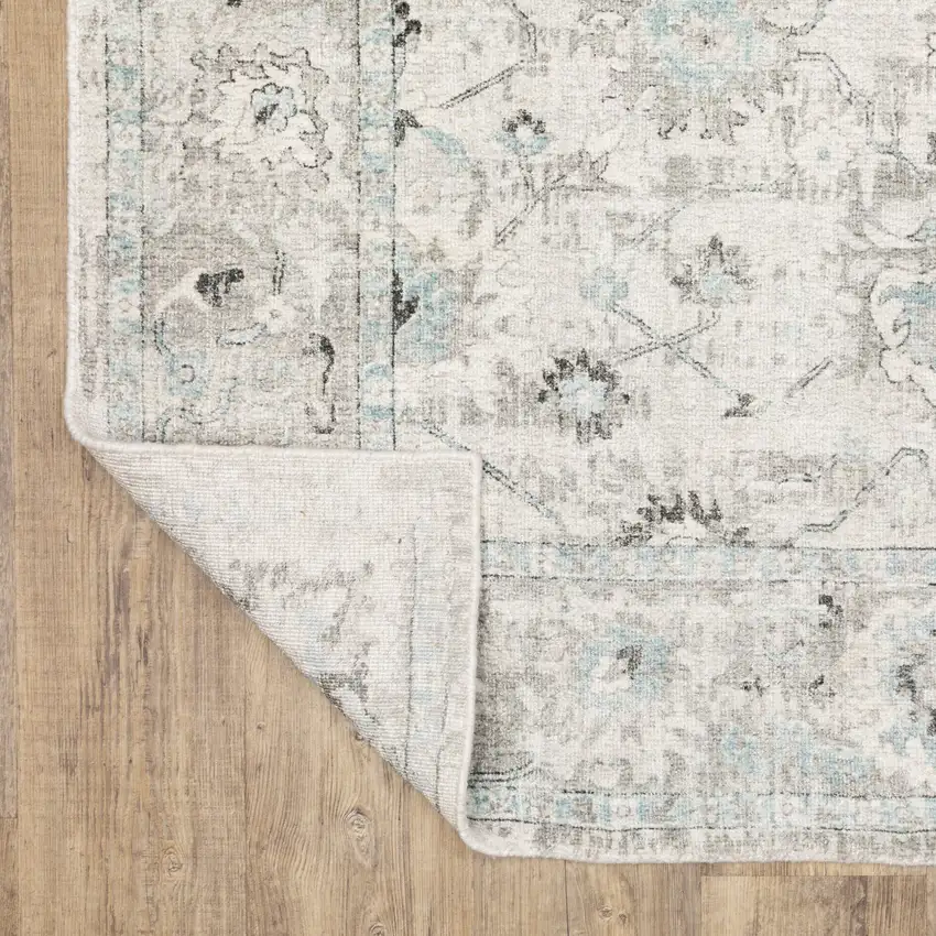 Ivory And Blue Oriental Hand Tufted Area Rug Photo 9