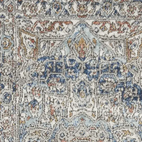 Ivory And Blue Oriental Power Loom Non Skid Area Rug Photo 3