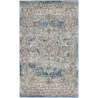 Photo of Ivory And Blue Oriental Power Loom Non Skid Area Rug