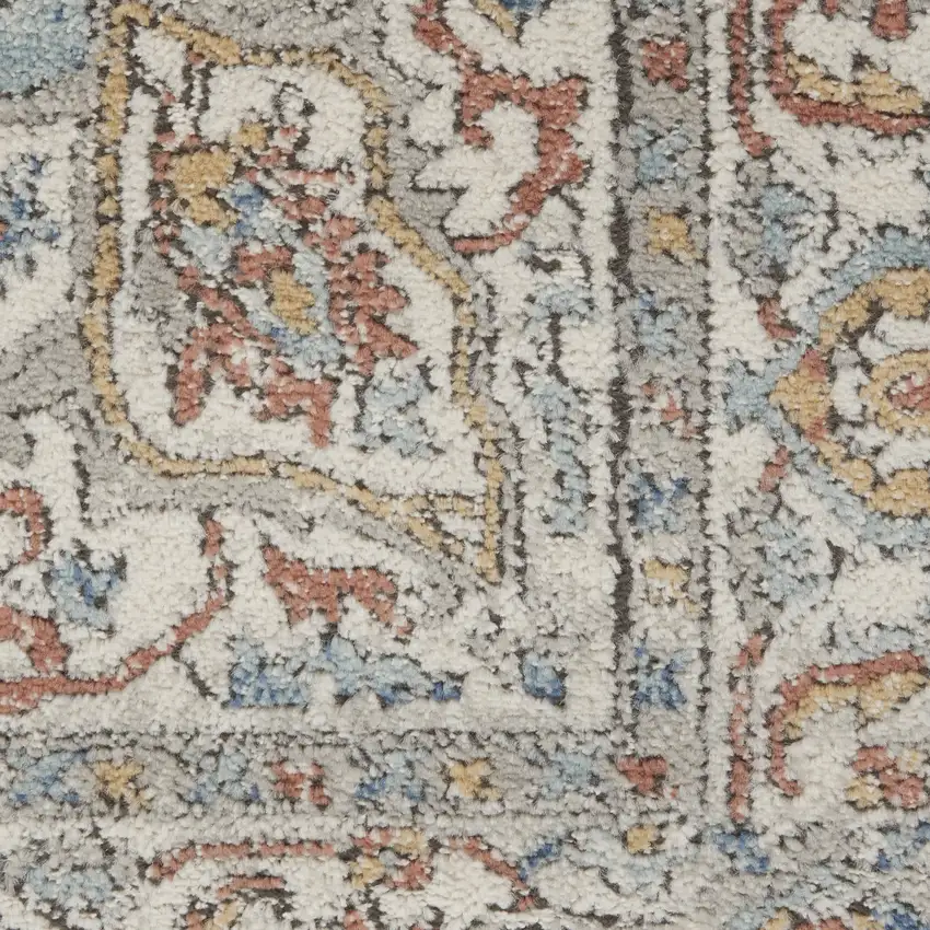 Ivory And Blue Oriental Power Loom Non Skid Area Rug Photo 3