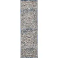Photo of Ivory And Blue Oriental Power Loom Non Skid Runner Rug