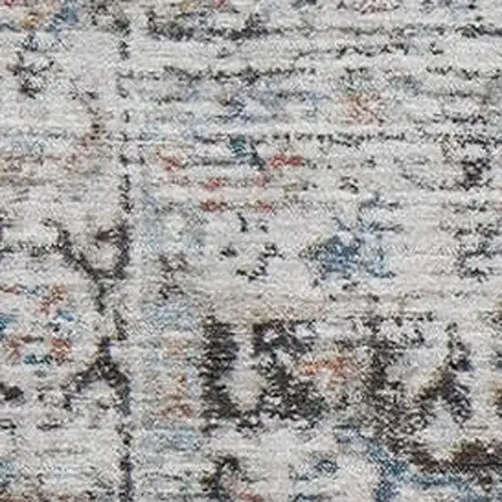 Ivory And Blue Oriental Washable Area Rug With UV Protection Photo 2