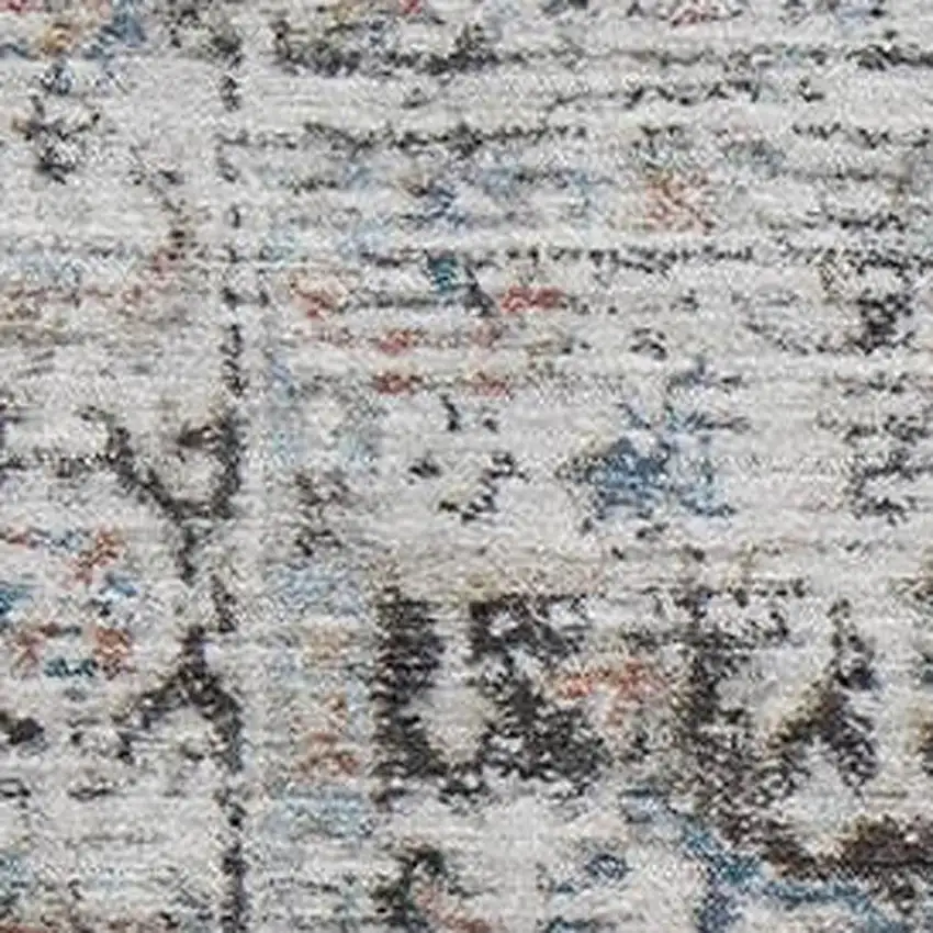 Ivory And Blue Oriental Washable Area Rug With UV Protection Photo 2