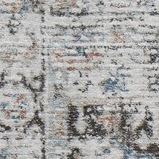 Ivory And Blue Oriental Washable Area Rug With UV Protection Photo 2