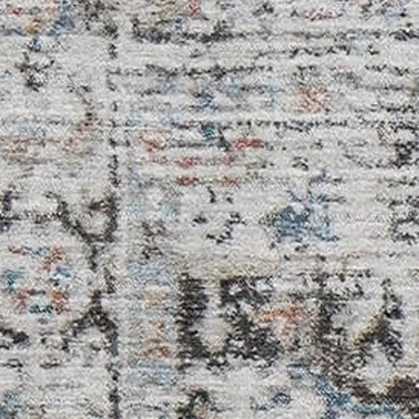 Ivory And Blue Oriental Washable Area Rug With UV Protection Photo 2