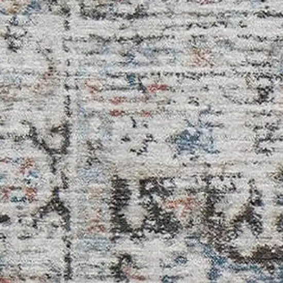 Ivory And Blue Oriental Washable Area Rug With UV Protection Photo 2