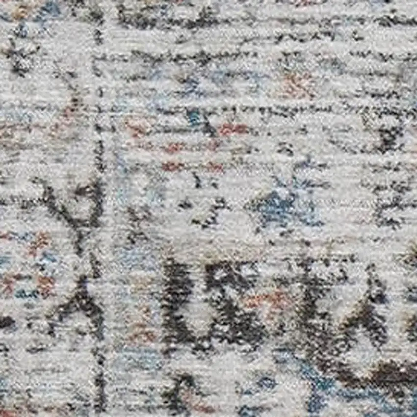 Ivory And Blue Oriental Washable Area Rug With UV Protection Photo 2